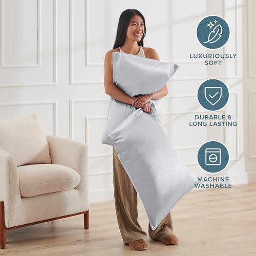 Bare Home Satin Pillowcases Zipper - Image 6