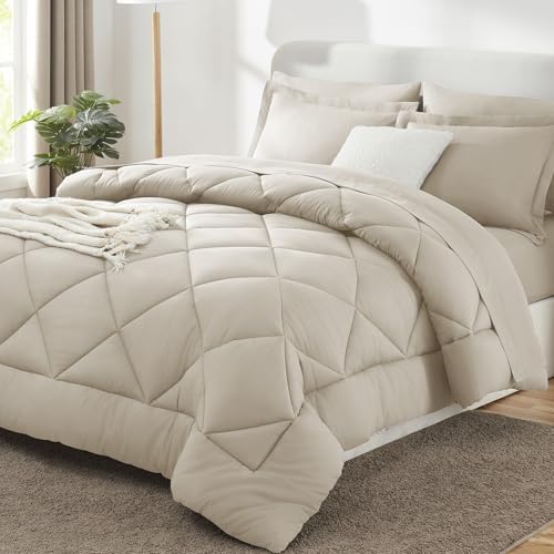 CozyLux Queen Comforter Set 88"x88" Oatmeal by CozyLux