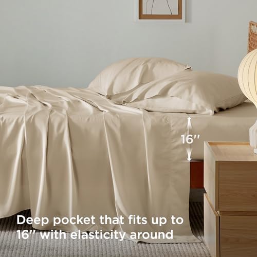 Bedsure PureWoven 100% Rayon Derived from Bamboo, Twin Bed Sheets, 3 Pieces - Image 3