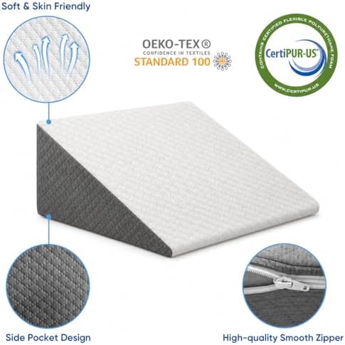 OAISZ Wedge Pillow for Sleep Apnea, 12 Inch Memory Foam Bed Wedge Pillow - Image 3