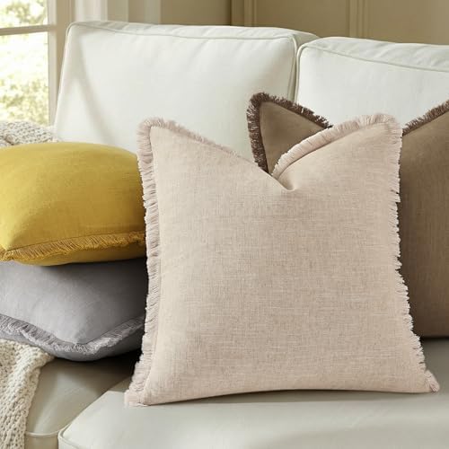 decorUhome Linen Fringe Dark Grey Throw Pillow Covers 12x20 Set of 2 - Image 6