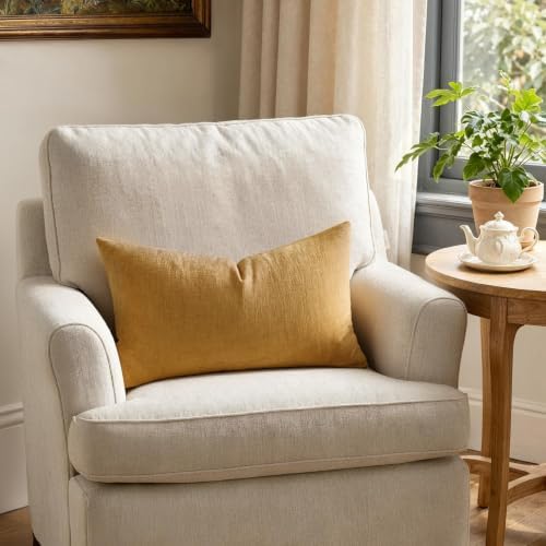 MIULEE Apricot Brown Chenille Couch Lumbar Throw Pillow Covers - Image 3