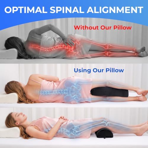 Knee Pillow for Back Sleeping, Half Moon Bolster Pillow for Legs, Memory Foam - Image 6