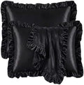 2 Pack Ruffle Satin Pillowcases Standard Size 20"x26" Black by QJFabricCO