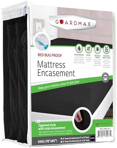 Guardmax King Mattress Protector Zippered, Bed Bug Mattress Cover by Guardmax
