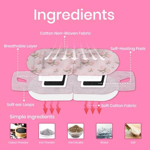 LANNA Heated Steam Eye Mask, Disposable 120 Minutes, Rose Scent - Image 4