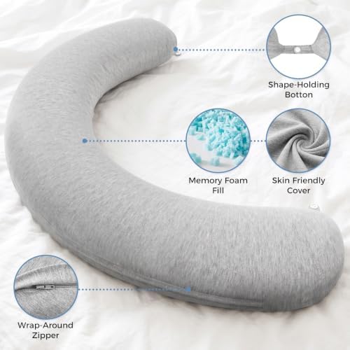 SweetSlubr Body Pillow, Memory Foam Pregnancy Pillow Leg Pillow 53.2x9.8in - Image 4