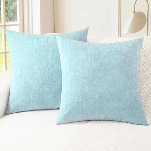 CaliTime Decorative Throw Pillow Covers 16 X 16 Inches Light Blue Grey by CaliTime