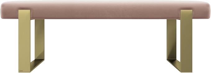 VANT Upholstered Bed Bench - Velvet Blush - Burnished Brass - Contemporary Modern, Bedroom Bench Seat, Hallway, or Entryway