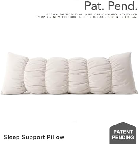 Pat. Pend. Long Bed Pillow for Side Sleepers, 39 Inch, Misty White - Image 2