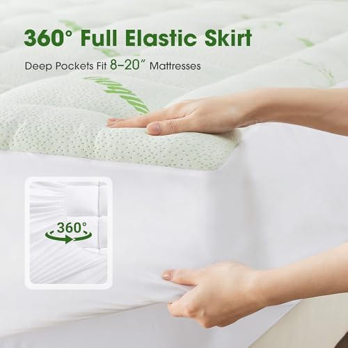 Mattress Pad Full Size, Cooling Pillow Top Mattress Topper, Ultra Soft Viscose - Image 5