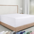 Soft Natural 100% Cotton Sateen Fitted Sheet Queen, Bright White by CaliforniaDesignDen