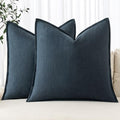 MIULEE Decorative Linen Euro Sham Pillow Covers 24x24 Deep Blue by MIULEE