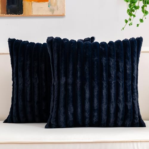 Pack of 2 Faux Fur Christmas Throw Pillow Covers 20x20 Inch by Unknown