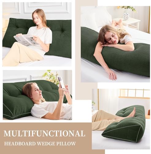Sasttie Headboard Pillow Full, Wedge Pillow Headboard, Olive Green - Image 6