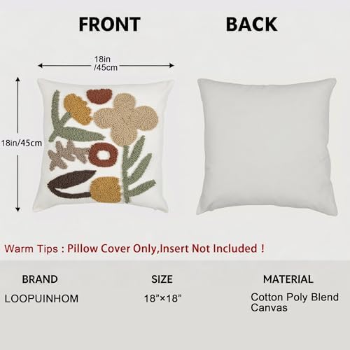 Boho Throw Pillow Covers 18x18 Tufted Fall Floral - Image 6