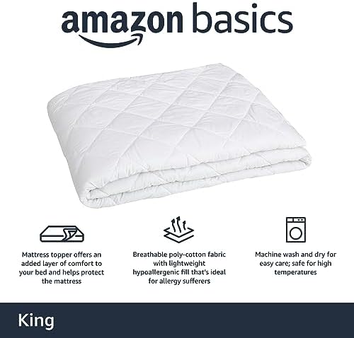 Amazon Basics Hypoallergenic Quilted Breathable Mattress Topper Pad - Image 2