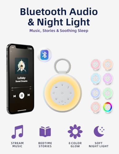 Portable Baby Sound Machine, 24 Sleep Sounds, Voice Recording & Night Light - Image 4
