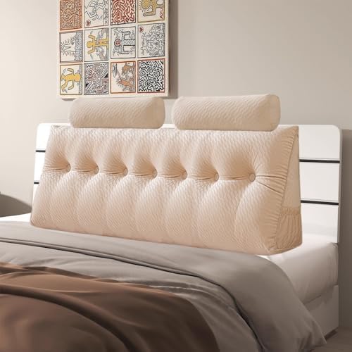 Velvet Triangular Headboard Wedge Pillow by Unknown