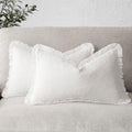 Foindtower Decorative Linen Fringe Lumbar Throw Pillow Covers 12×24 White by Foindtower