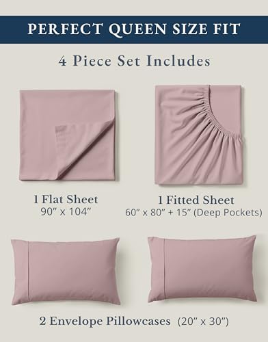 LANE LINEN Queen Sheet Set 100% Organic Cotton Soft 4pc Percale - Image 4