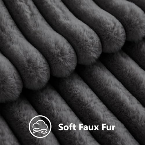 decorUhome Fall Faux Fur Throw Pillow Covers 22x22 Set of 2 Dark Grey - Image 3