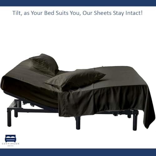 4 Piece Flex Head King Sheet Set 34" Top, 100% Egyptian Cotton, Dark Grey - Image 6