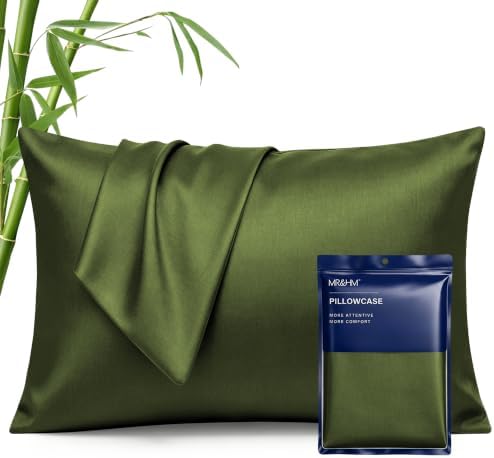 MR&HM 13"x18" Travel Pillowcase 2 Pack, Cooling & Breathable, Olive Green by MRHM