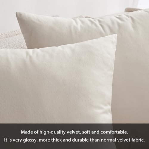 MIULEE 14x20 Inch Lumbar Velvet Throw Pillow Cover Set of 1 Cream White - Image 2