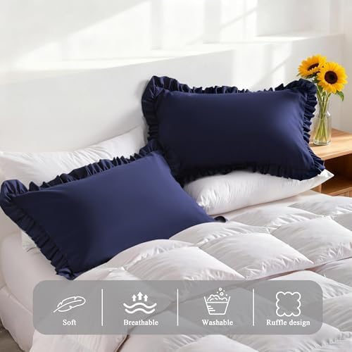 Ruffled Standard Pillow Shams, 2 Pack, 20x26 Inches - Image 4