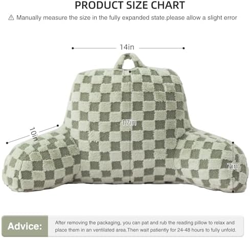 Aimuan Reading Pillow Checkered Bed Rest Wedge Backrest Checkerboard Pillow - Image 3