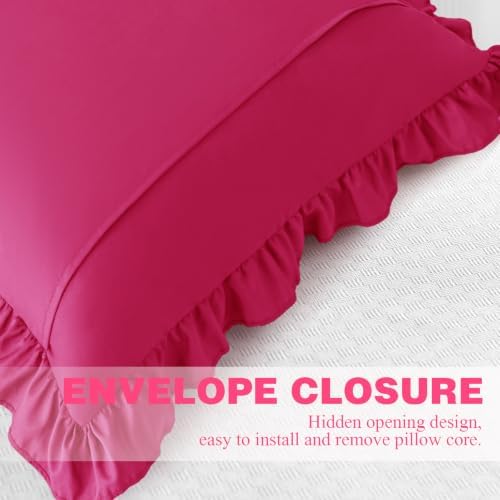 KKJIAF 2 Pack Ruffle Pillow Cases 20x20 Inches, Hot Pink - Image 6