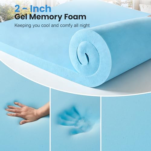 King Size Dual Layer 4 Inch Memory Foam Mattress Topper, 2 Inch Gel Memory Foam - Image 4