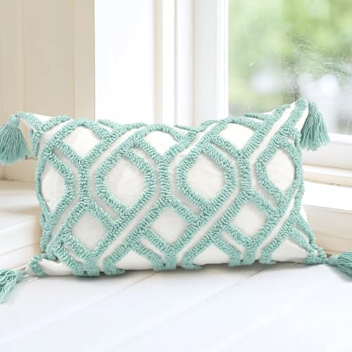 Lumbar Boho Pillow Covers 12x20 Tufted by LOOPUINHOM