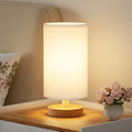 Fenmzee Small Table Lamps (White Shade - Wood Base, 9" Inline Control) by Fenmzeelighting