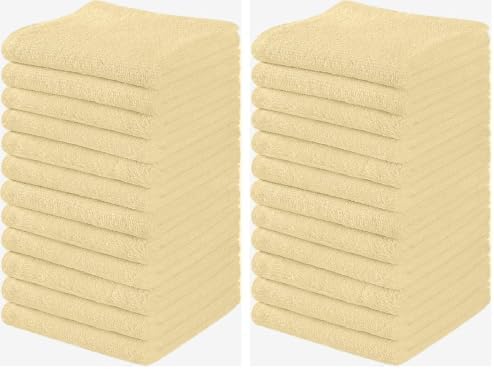 Towel and Linen Mart 100% Cotton - Wash Cloth Set - Flannel Face Cloths, Highly Absorbent and Soft Feel Fingertip Towels (Ivory, Pack of 24) by T+%26+L+Towel+and+Linen+Mart
