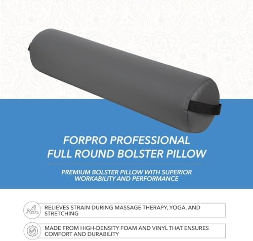 ForPro Full Round Bolster Pillow, Cool Grey, Oil and Stain-Resistant, - Image 3