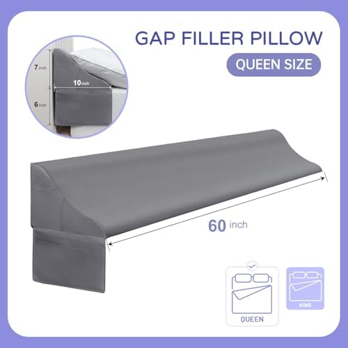 Vekkia Queen Bed Wedge Pillow for Headboard Gap-0–6" Mattress Gap Filler - Image 2