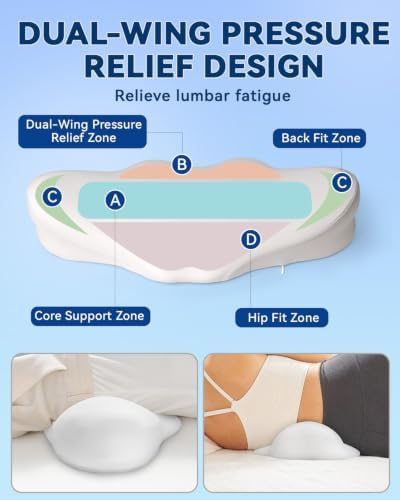 SMDR High Lumbar Support Pillow, Dual-Wing Memory Foam Back Cushion - Image 3