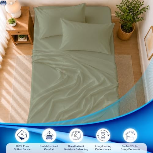Cottingon 4 PC Cot Sheet Set 30"X75", Egyptian Cotton - Image 3