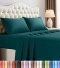 Queen Sheets Set, 4 Pieces 16" Deep Pocket Hotel Luxury Sheets, Teal Green by UTOPIABEDDING