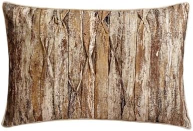 The HomeCentric Gold & Brown Pack of 2, Silk Textured & Pintucks Oblong Pillow by TheHomeCentric