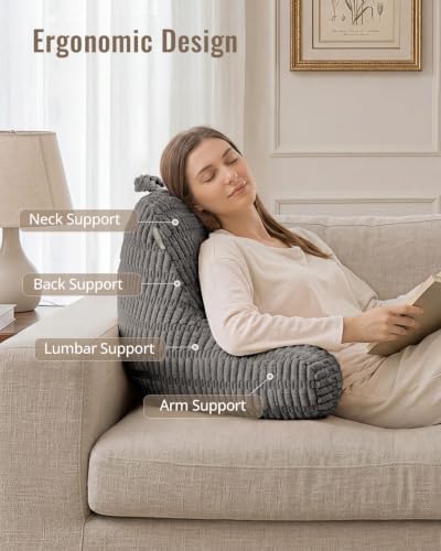 Blissful Diary Reading Pillow for Bed, Back Pillow Sitting Up, Dark Gray - Image 2