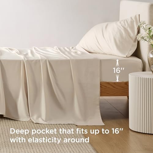 Bedsure PureWoven 100% Rayon Derived from Bamboo, Twin XL Sheets, 3 Pieces - Image 3