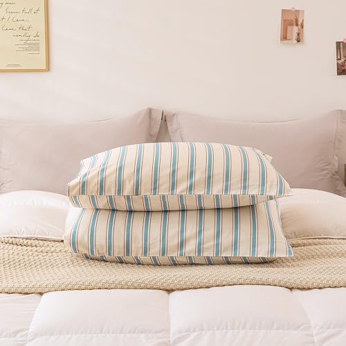 ECOCOTT Striped Pillowcases King Size Set of 2, 100% Washed Cotton Pillow Cases - Image 7