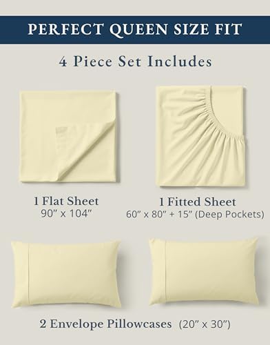 LANE LINEN Queen Bed Sheets 100% Organic Cotton 4pc Percale Soft - Image 4