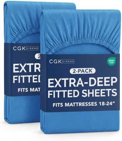 CGK Linens 2 Pack Extra Deep King Fitted Sheets by CGKUnlimited