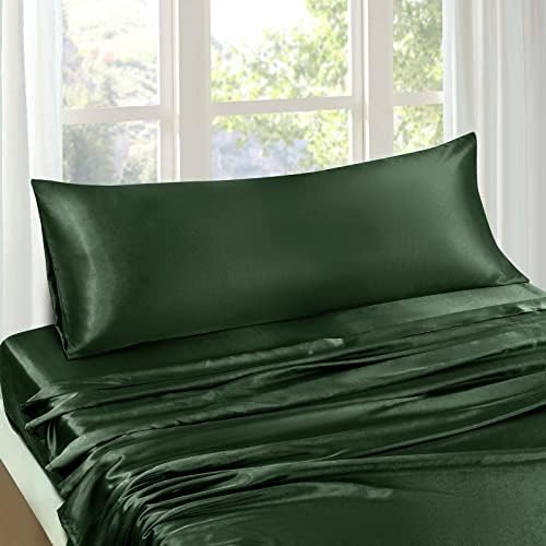 TREELY 2 Pack Satin Pillow Covers 20x60 Inches, Forest Green - Image 3