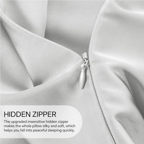 INFIIXSO Mulberry Silk Body Pillow Pillowcase, Light Grey - Image 5