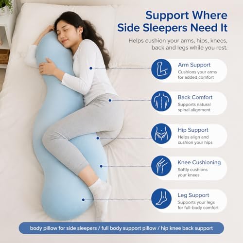 Pea Pod Body Pillow for Side Sleepers, S-Shaped Cooling Full Body Pillow - Image 2